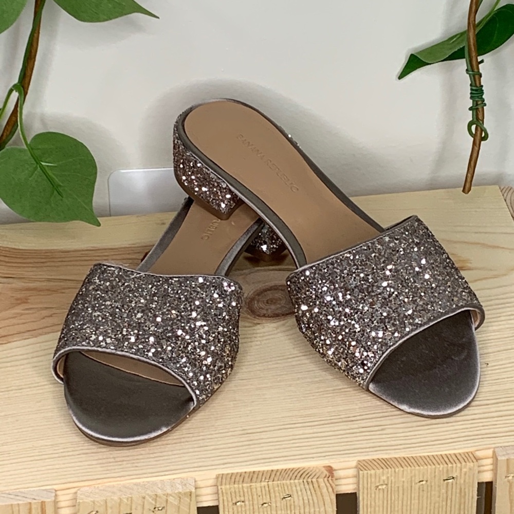 Glittery low heels